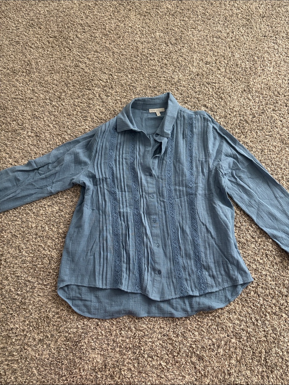 Light Blue Textured Button-Down Shirt